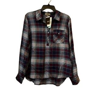 Kut From the Kloth Lidia Henley Women's Sz M NWT Button Front 100%‎ Rayon